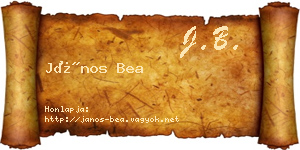 János Bea névjegykártya